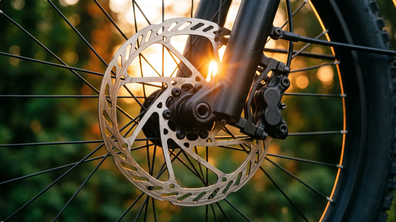 Disc brake rotor with sunlight shining through